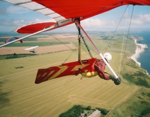 Hang glider in flight