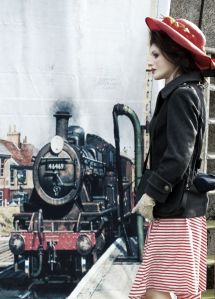 Faina Anatomical Doll with steam locomotive pulling into station