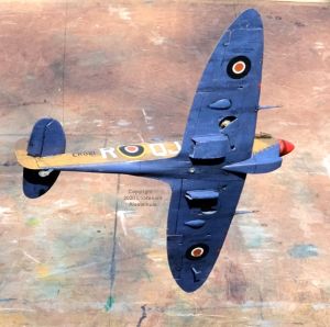 Airfix 1/48th scale Spitfire Vb in simulated flight