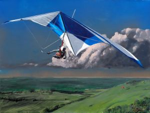 Hang glider over Berkshire, 1975